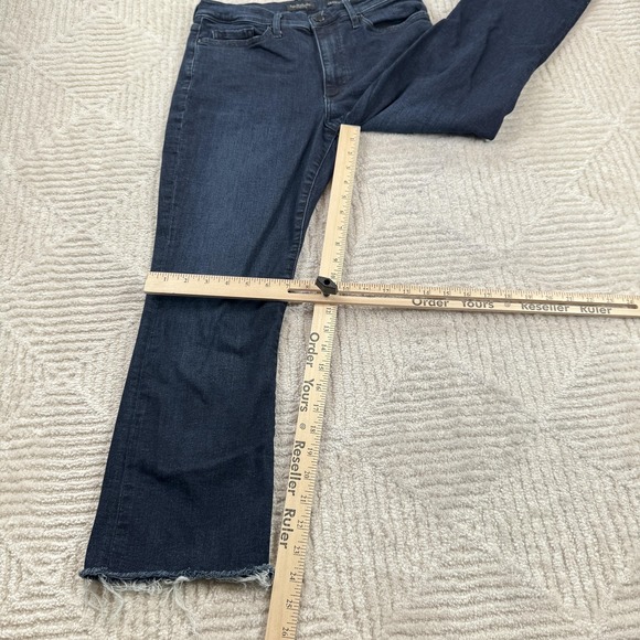 Banana Republic Jeans Womens 29 Mid Rise Crop Flare Raw Hem Dark Wash Denim - Picture 5 of 13